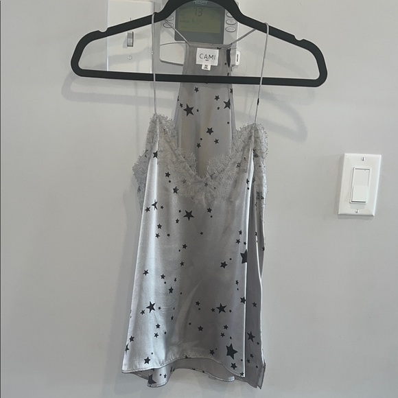 CAMI NYC Lace-Trimmed Star-Print Silk Top - Picture 4 of 8